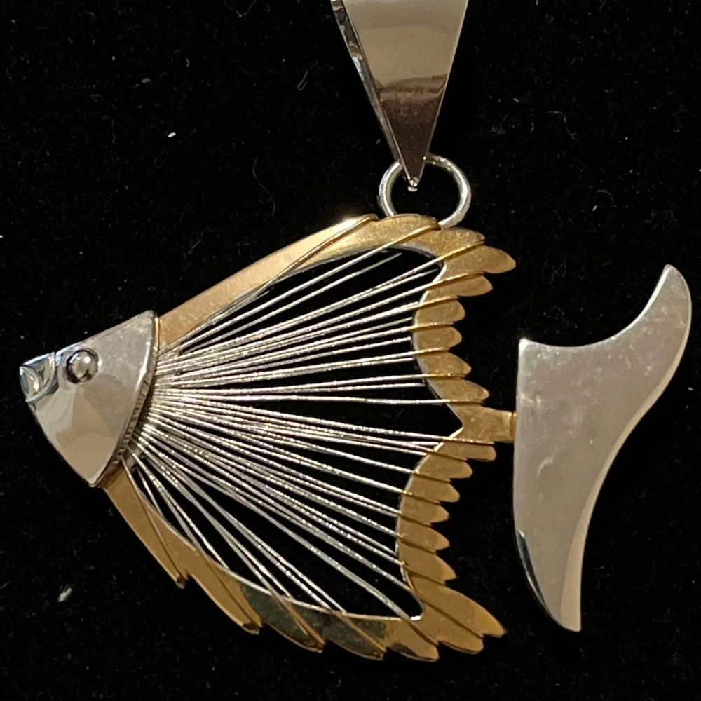 Elegant BEST Silver and Gold Fish Pendant